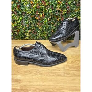 Stacy Adams Signature Genuine Lizard Leather Derby Dress Black Mens 10.5 Vintage